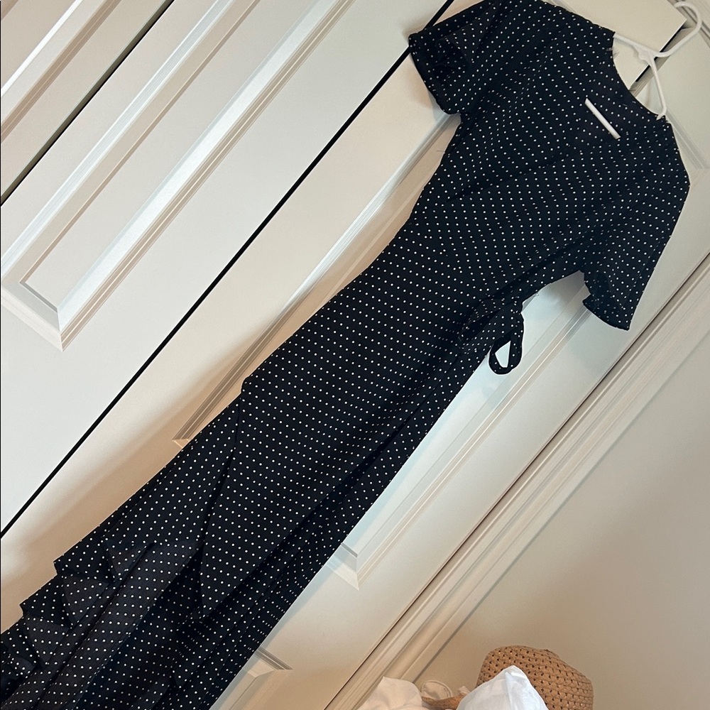 Black Polka Dot wrap dress